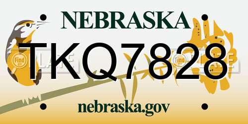 TKQ7828 Nebraska License Plate