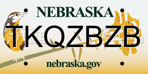 TKQZBZB Nebraska License Plate