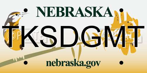 TKSDGMT Nebraska License Plate