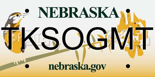 TKSOGMT Nebraska License Plate