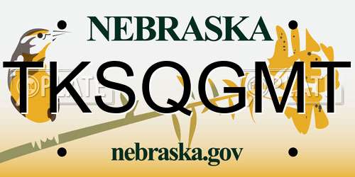 TKSQGMT Nebraska License Plate