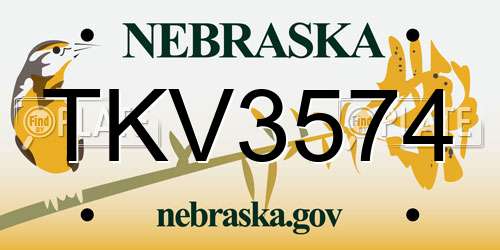 TKV3574 Nebraska License Plate