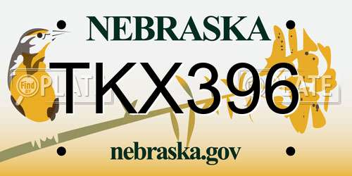 TKX396 Nebraska License Plate