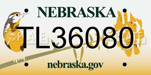 TL36080 Nebraska License Plate