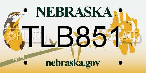 TLB851 Nebraska License Plate