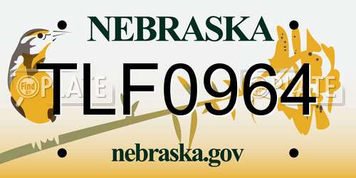 TLF0964 Nebraska License Plate