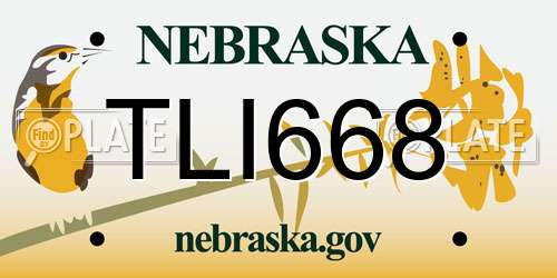 TLI668 Nebraska License Plate