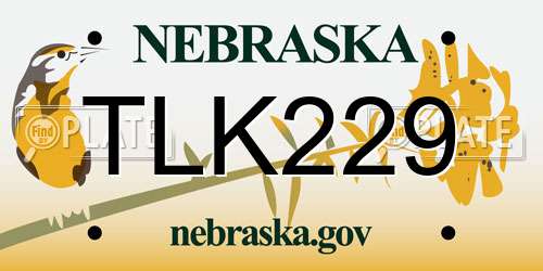 TLK229 Nebraska License Plate