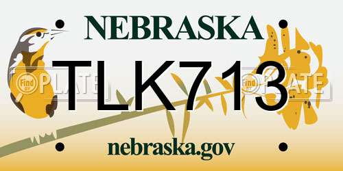 TLK713 Nebraska License Plate