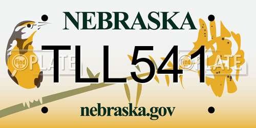 TLL541 Nebraska License Plate