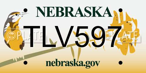 TLV597 Nebraska License Plate