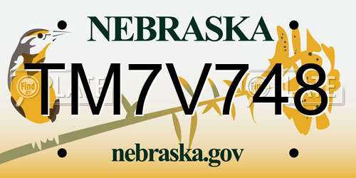 TM7V748 Nebraska License Plate