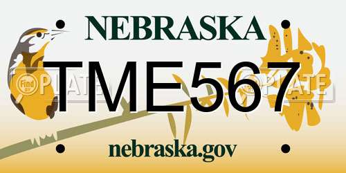 TME567 Nebraska License Plate