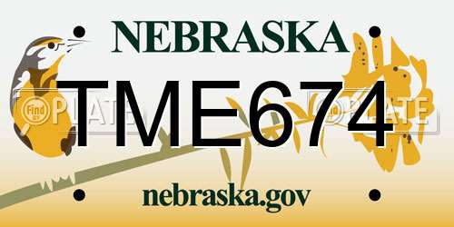TME674 Nebraska License Plate