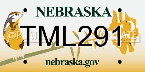 TML291 Nebraska License Plate