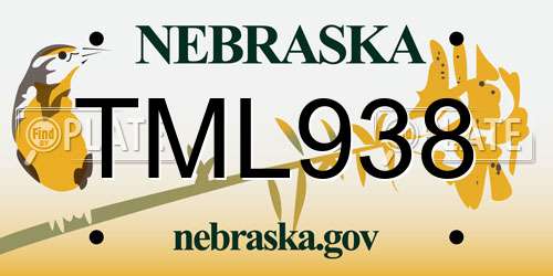 TML938 Nebraska License Plate
