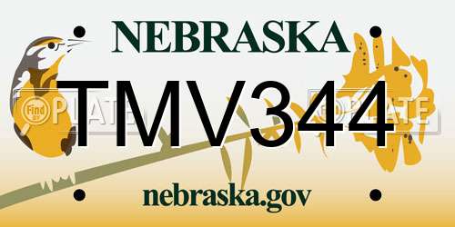 TMV344 Nebraska License Plate
