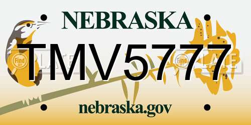 TMV5777 Nebraska License Plate