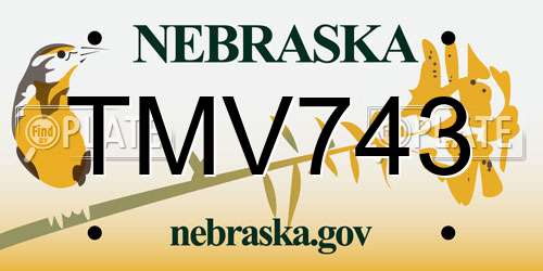 TMV743 Nebraska License Plate