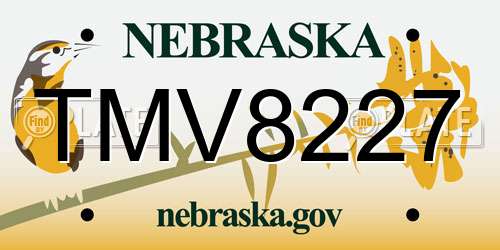 TMV8227 Nebraska License Plate