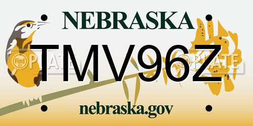 TMV96Z Nebraska License Plate