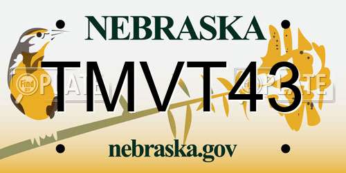 TMVT43 Nebraska License Plate