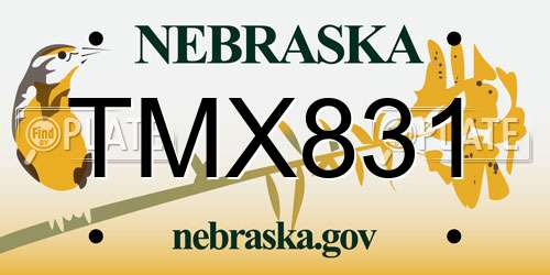 TMX831 Nebraska License Plate