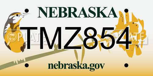 TMZ854 Nebraska License Plate