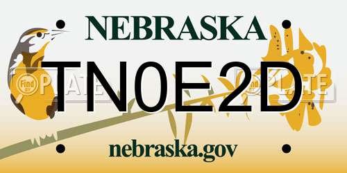 TN0E2D Nebraska License Plate