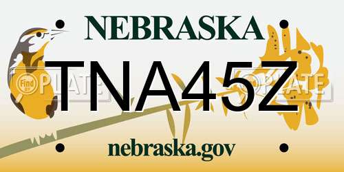 TNA45Z Nebraska License Plate