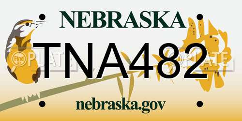 TNA482 Nebraska License Plate