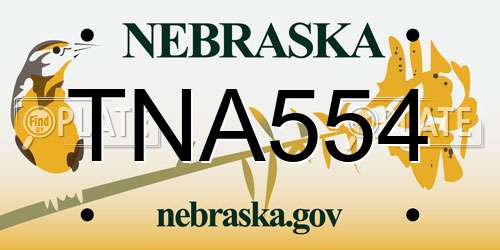 TNA554 Nebraska License Plate