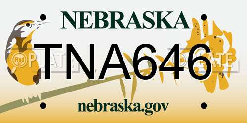 TNA646 Nebraska License Plate