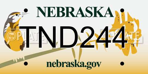 TND244 Nebraska License Plate
