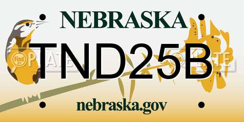TND25B Nebraska License Plate