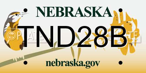 TND28B Nebraska License Plate