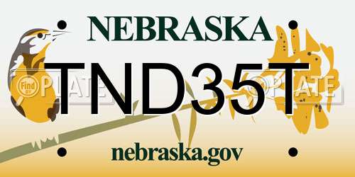 TND35T Nebraska License Plate