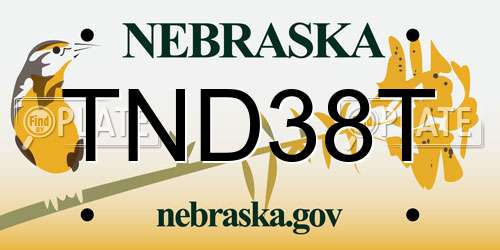 TND38T Nebraska License Plate