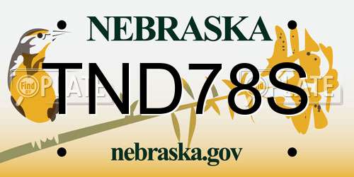 TND78S Nebraska License Plate