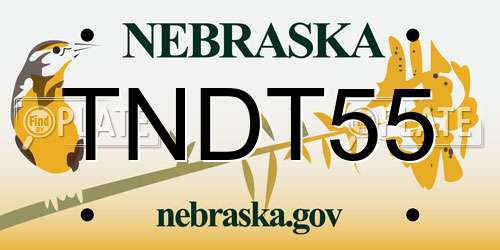 TNDT55 Nebraska License Plate