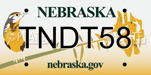 TNDT58 Nebraska License Plate