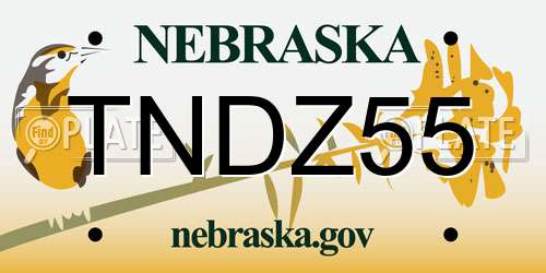 TNDZ55 Nebraska License Plate
