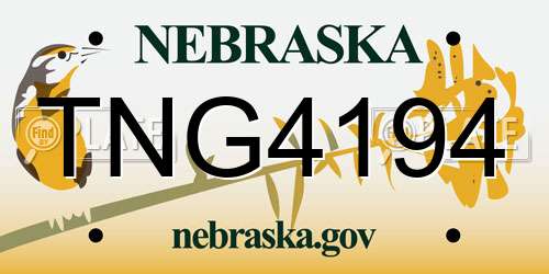 TNG4194 Nebraska License Plate