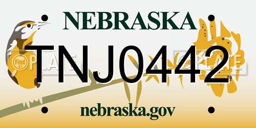 TNJ0442 Nebraska License Plate