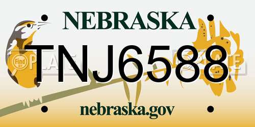 TNJ6588 Nebraska License Plate