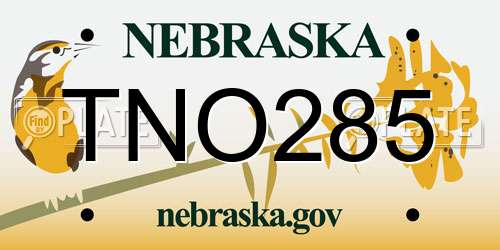 TNO285 Nebraska License Plate