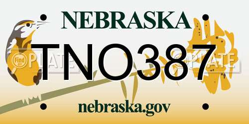 TNO387 Nebraska License Plate