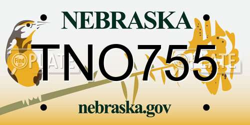 TNO755 Nebraska License Plate