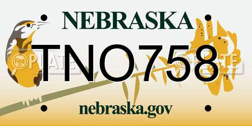 TNO758 Nebraska License Plate
