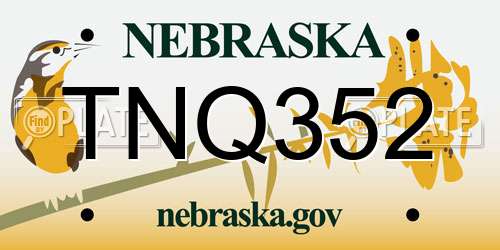 TNQ352 Nebraska License Plate